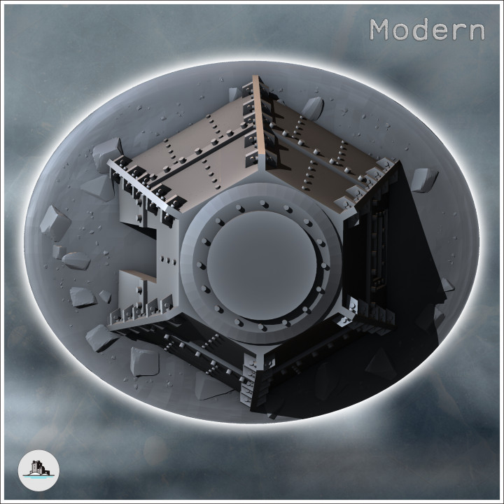 Modern octagonal metal bunker with rivets (6) - Modern WW2 WW1 World War Diaroma Wargaming RPG Mini Hobby