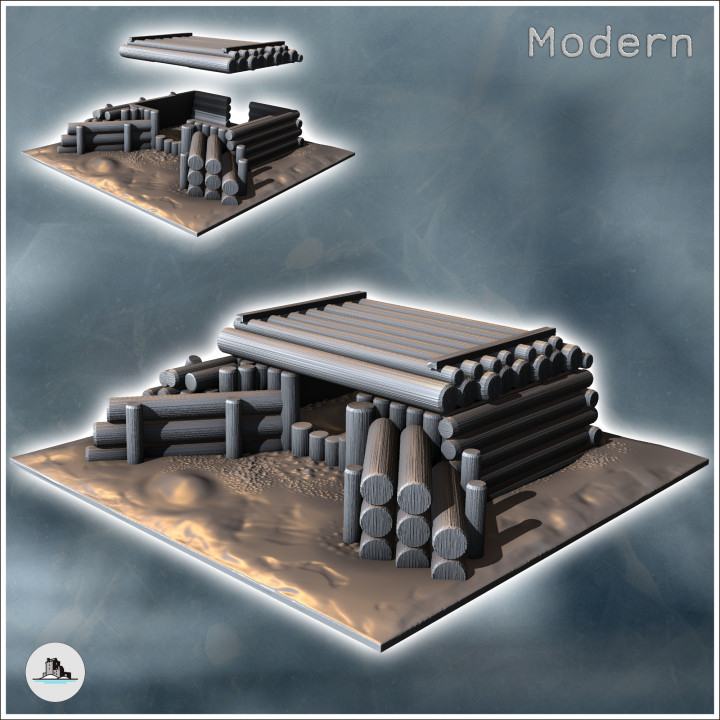 Modern semi-buried log bunker (9) - Modern WW2 WW1 World War Diaroma Wargaming RPG Mini Hobby image