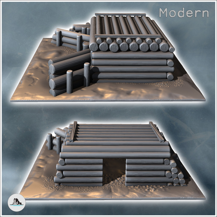 Modern semi-buried log bunker (9) - Modern WW2 WW1 World War Diaroma Wargaming RPG Mini Hobby image