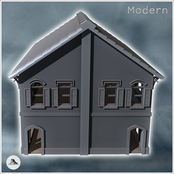 Colonial two-storey house with tiled roof (14) - Asian Asia Oriental Angkor Ninja Traditionnal RPG Mini image