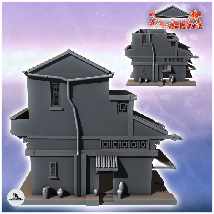 Asian two-storey house with multiple floors (15) - Asian Asia Oriental Angkor Ninja Traditionnal RPG Mini image