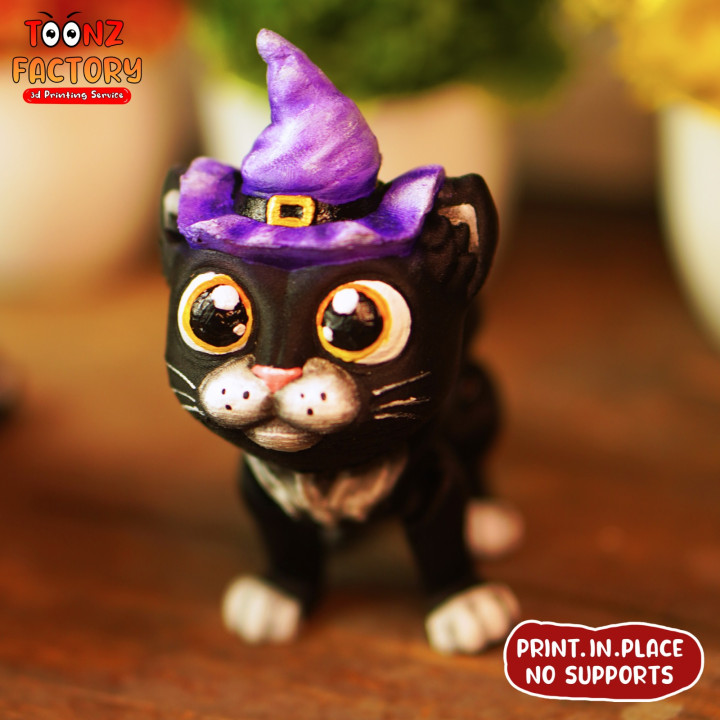 猫さん 3D Printable CUTE FLEXI HALLOWEEN CAT by Toonz Factory