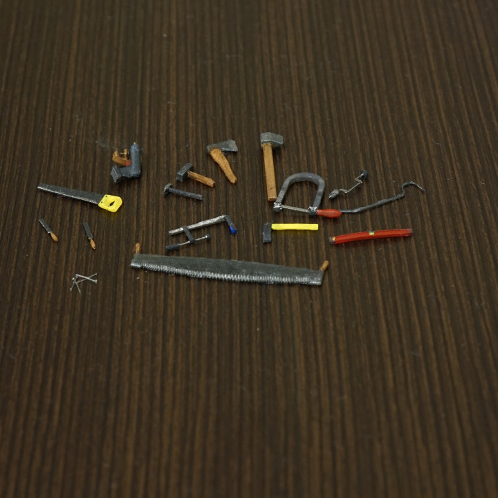 Woodworking tools set in scale image
