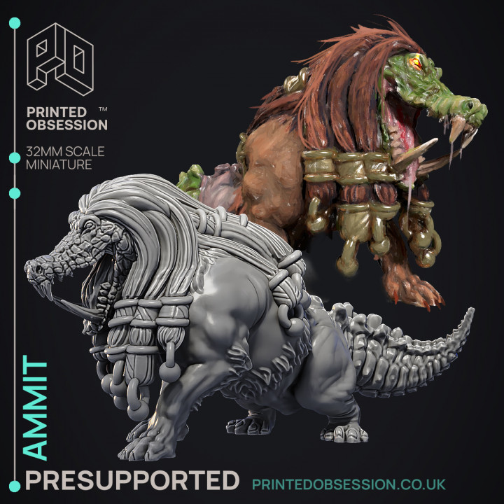 Ammit - Court of Anubis -  PRESUPPORTED - Illustrated and Stats - 32mm scale image