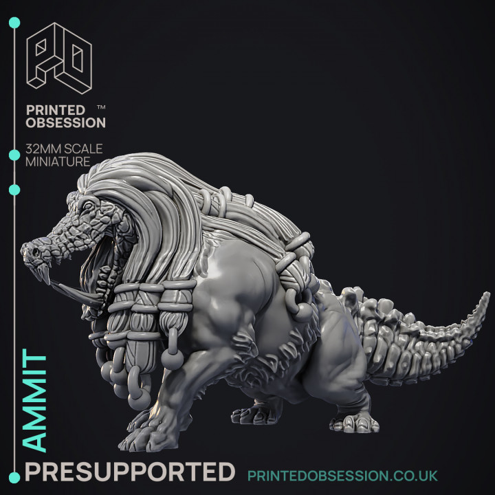 Ammit - Court of Anubis -  PRESUPPORTED - Illustrated and Stats - 32mm scale image