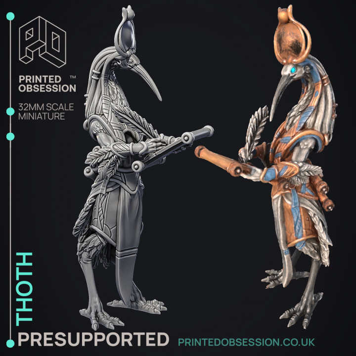 Thoth - God of knowledge - Court of Anubis -  PRESUPPORTED - Illustrated and Stats - 32mm scale image
