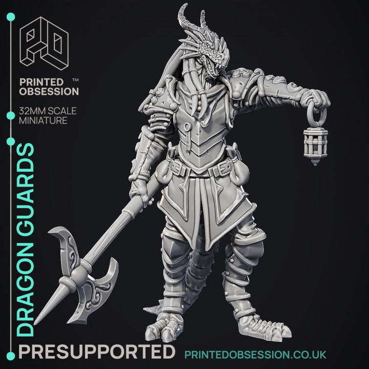 3d Printable Dragonborn Guards 3 Models Presupported Illustrated