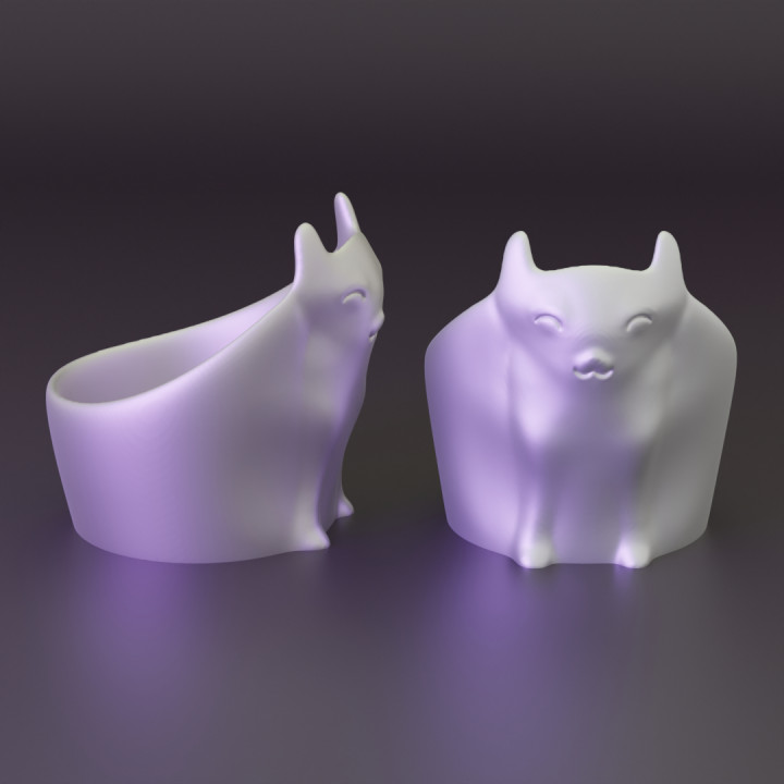 3D printale cat bowl cute cate bowl no supports 3D print model image