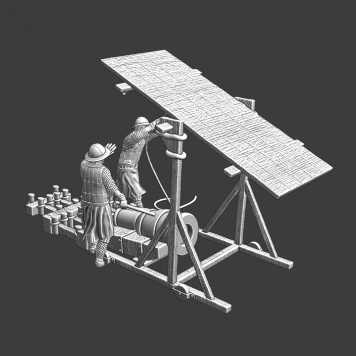 Medieval Bombard diorama with bombard and cover
