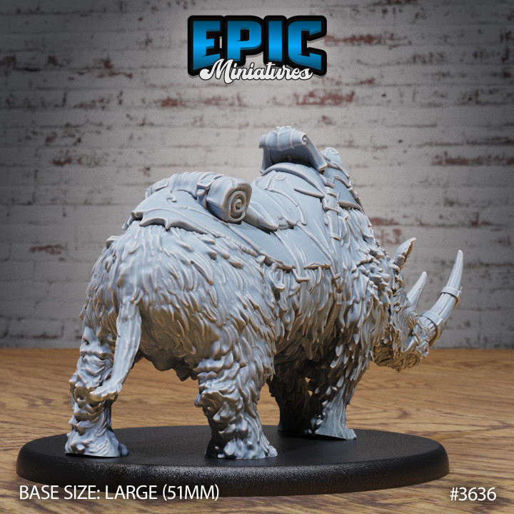 Woolly Rhino Mount / Rhinocero / Arctic Beast / Horned Snow Creature / Frozen Wild Animal /  Ice Age Encounter