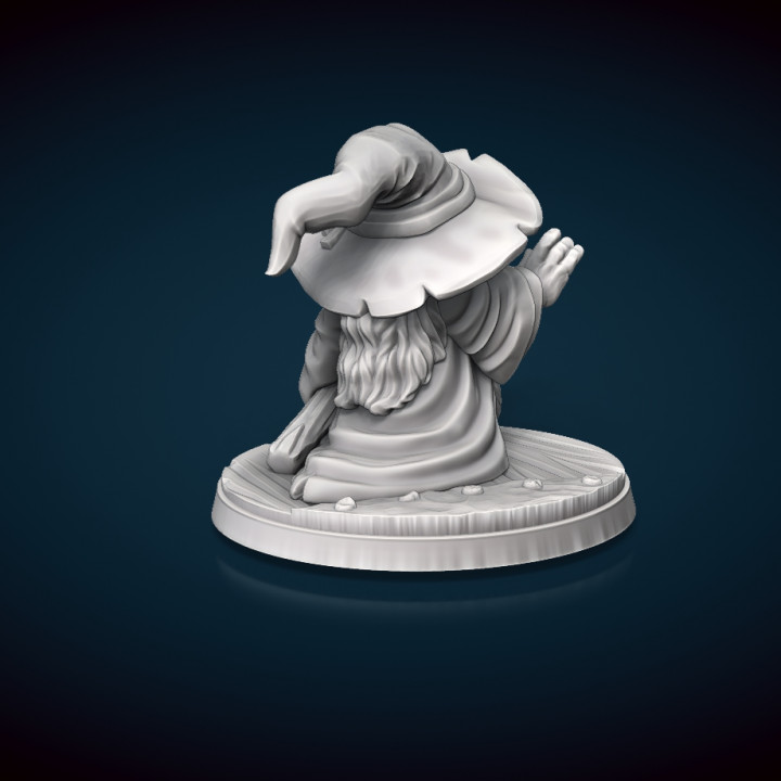 3d Printable Gnome Wizard In A Big Floppy Hat Miniature By Stonehaven