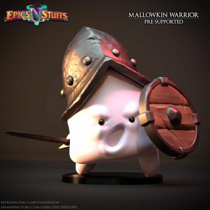 Mallowkin Warrior Miniature, Pre-Supported image