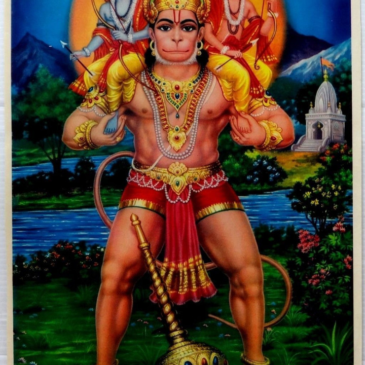 Hanuman Carrying Ram & Lakshman in Battle [Easy to Print Filament Painting] image