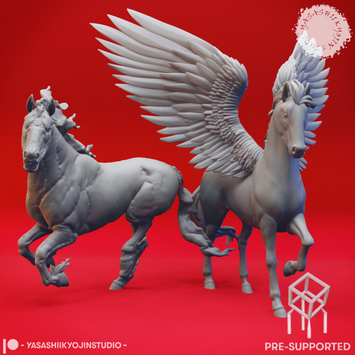 Nightmare + Pegasus - Tabletop Miniatures (Pre-Supported) image
