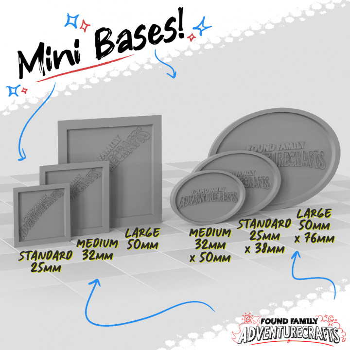 Complimentary Bases - Square and Oval 25mm, 32mm, 50mm image
