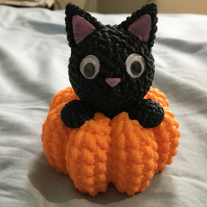 Picture of print of Crocheted Cat and Pumpkin