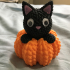 Crocheted Cat and Pumpkin print image