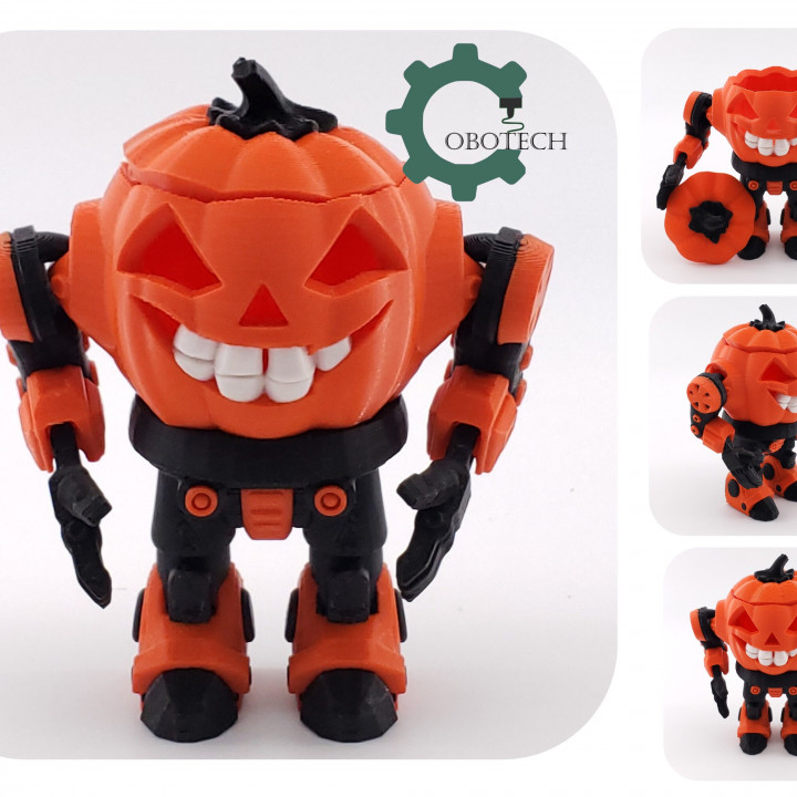 3D Printable Cobotech Halloween Pumpkin Robot by Cobotech