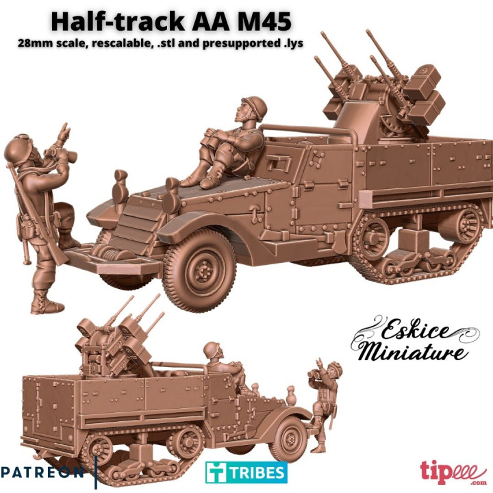 M45 AA Half-track with crew - 28mm image