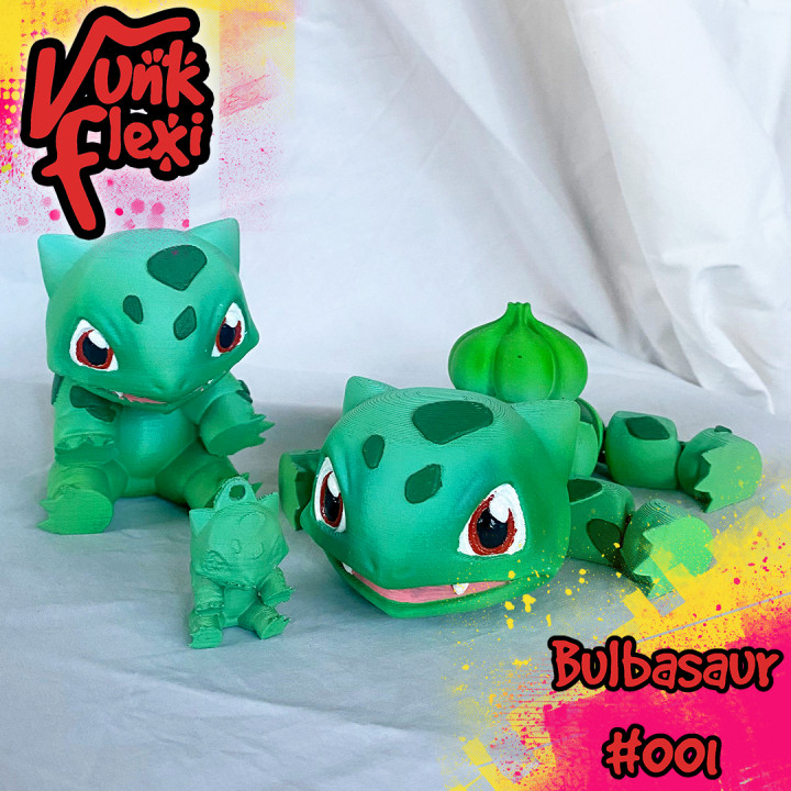 Pokemon Bulbasaur Flexi Print-In-Place + figure & keychain image