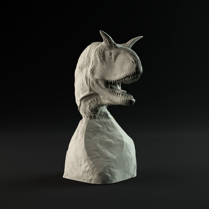 Carnotaurus open mouth bust - pre supported image