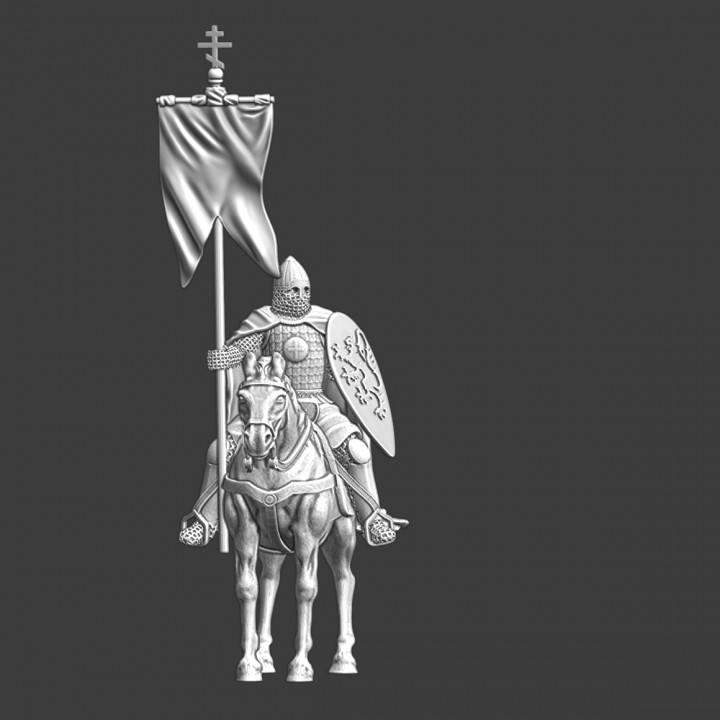 Medieval mounted Kievan-Rus with standard image