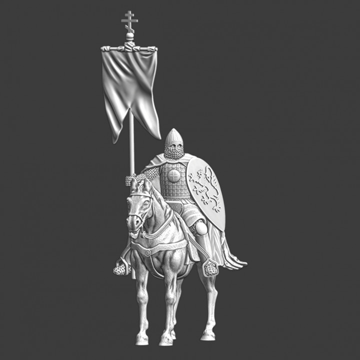 Medieval mounted Kievan-Rus with standard image