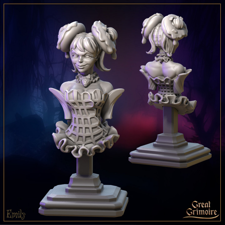Bust of Hansel, the Forest Guide and Bust of Emily, the gummy bear keeper image