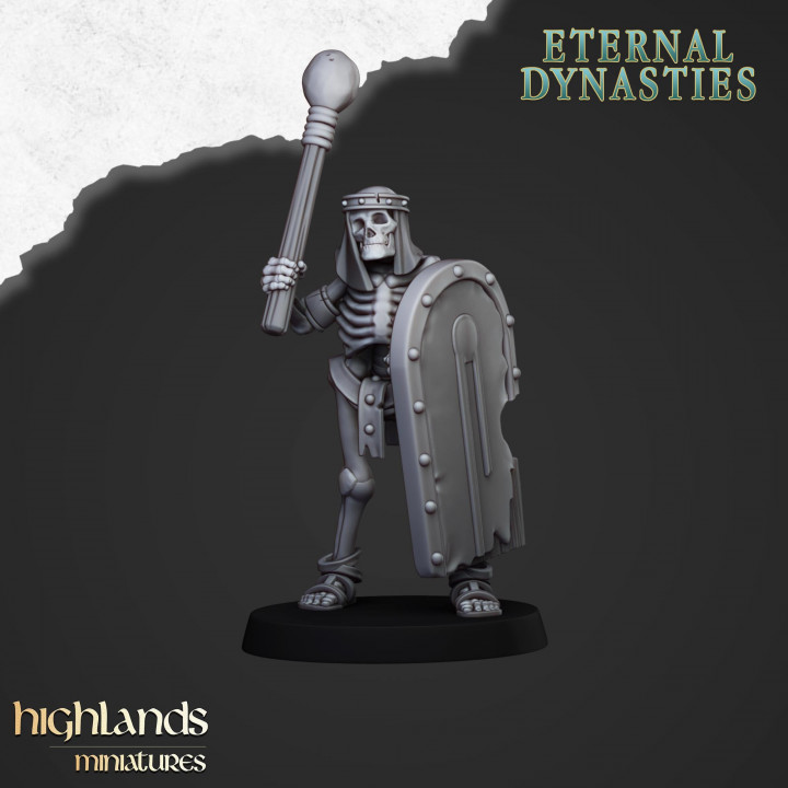 Ancient Skeletons with Spears and Hand Weapons - Highlands Miniatures image
