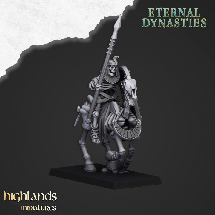 Ancient Skeletal Cavalry with Spears and Bows - Highlands Miniatures image