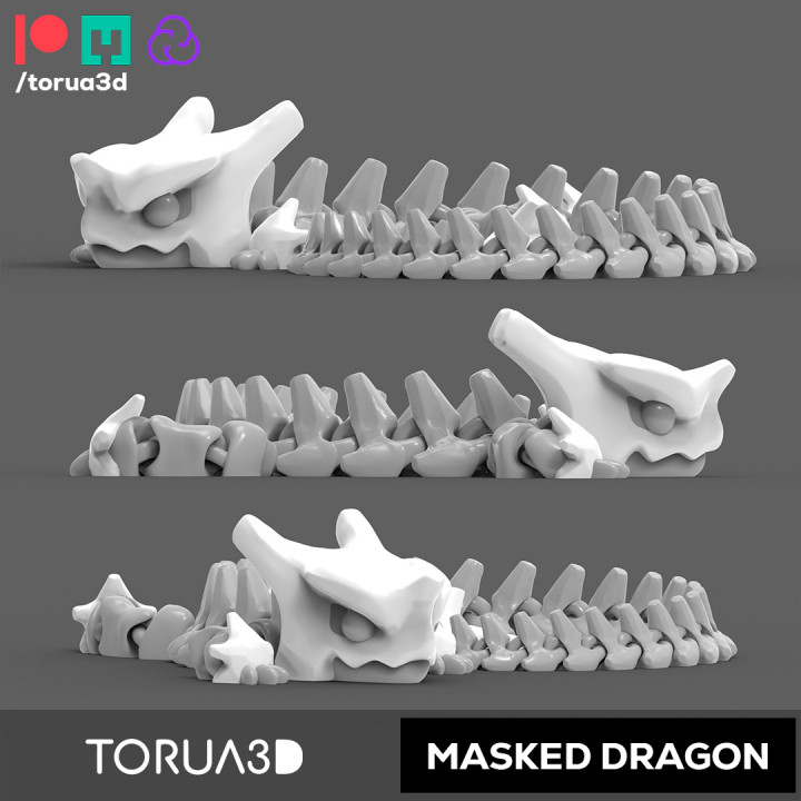 Articulated Dragon 011 - STL File - No supports  - Print in place