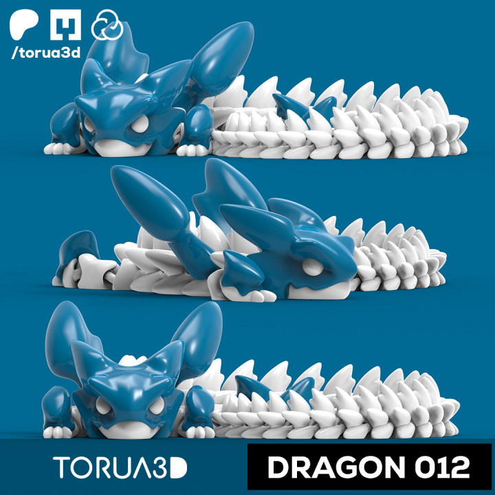 Articulated Dragon 012 - File STL - No supports - Print in place