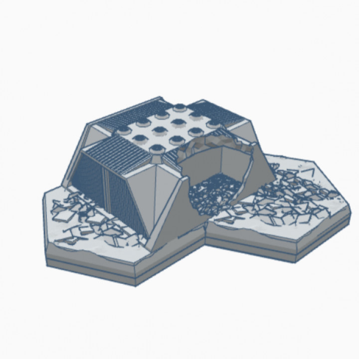 Ruined Military Hangar Hex Map Scale HMSMilR009