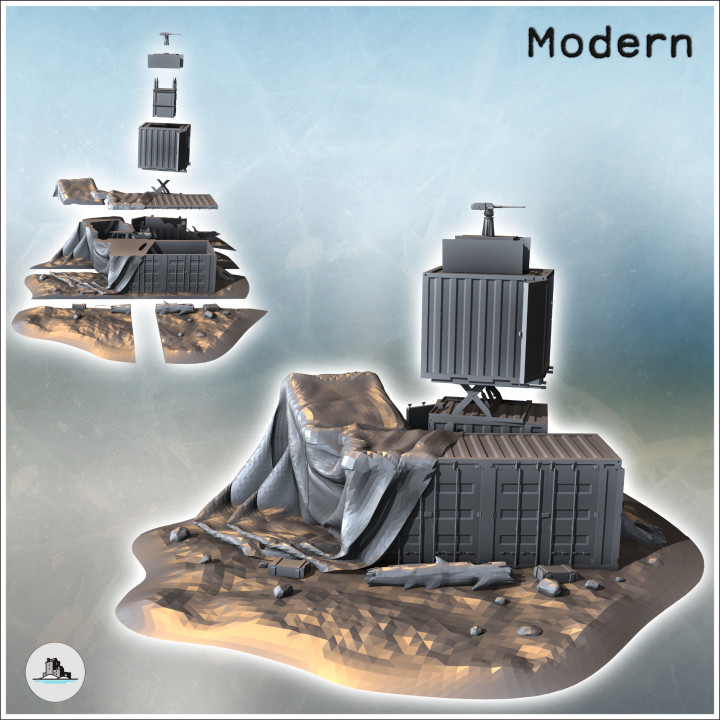 Modern guard post with metal containers and high-mounted machine gun (1) - Cold Era Modern Warfare Conflict World War 3 RPG  Post-apo WW3 WWIII image