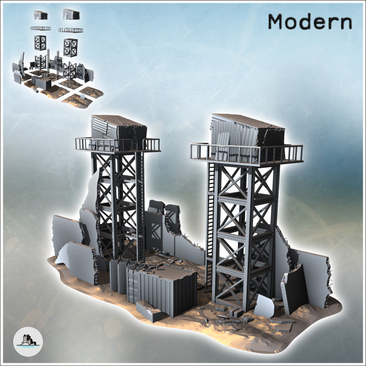 Checkpoint with double watchtowers and ruined buildings (13) - Cold Era Modern Warfare Conflict World War 3 RPG  Post-apo WW3 WWIII