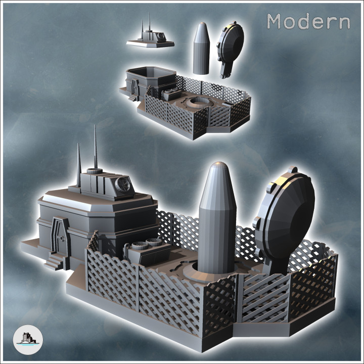 Modern missile launch complex with ballistic warhead and command post (9) - Modern WW2 WW1 World War Diaroma Wargaming RPG Mini Hobby image