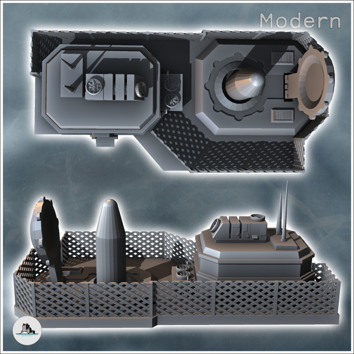 Modern missile launch complex with ballistic warhead and command post (9) - Modern WW2 WW1 World War Diaroma Wargaming RPG Mini Hobby image