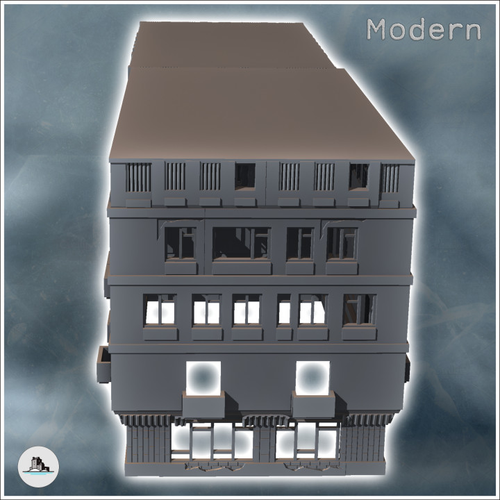 Set of modern modular multi-storey buildings (10) - Modern WW2 WW1 World War Diaroma Wargaming RPG Mini Hobby image