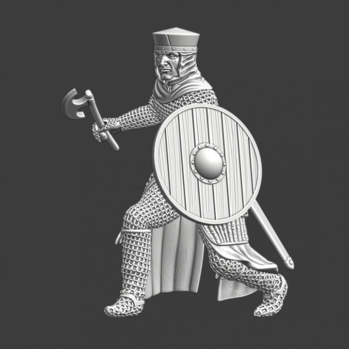 Medieval infantryman with axe - advancing