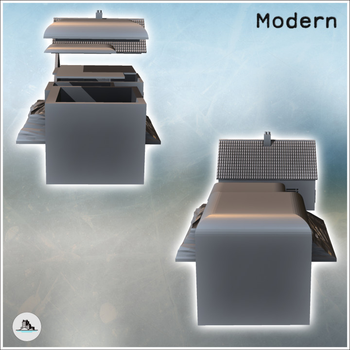 Modern House & Bunker Set for Fortified Defense (7) - Modern WW2 WW1 World War Diaroma Wargaming RPG Mini Hobby image