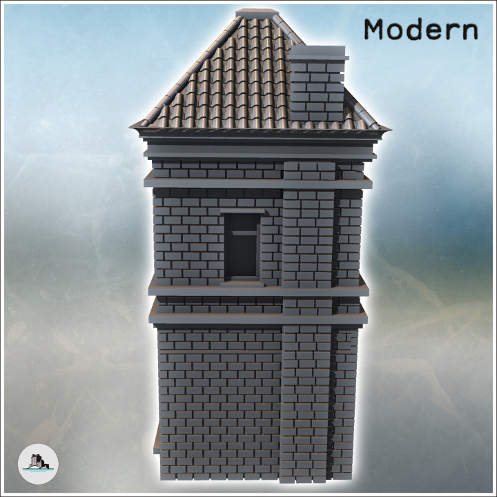 European Brick Storey House with Fireplace on Side (12) - Modern WW2 WW1 World War Diaroma Wargaming RPG Mini Hobby image