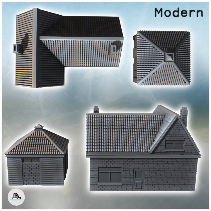 Set of two modern houses (Veghel, Netherlands) - Modern WW2 WW1 World War Diaroma Wargaming RPG Mini Hobby image