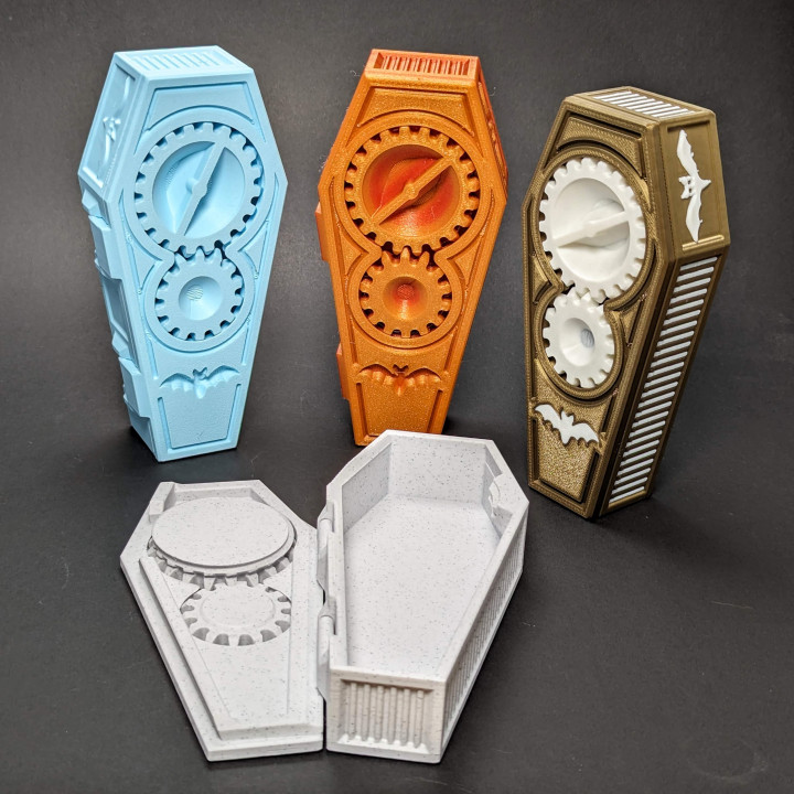 3D Printable Mechanical Coffin Box by Clockspring