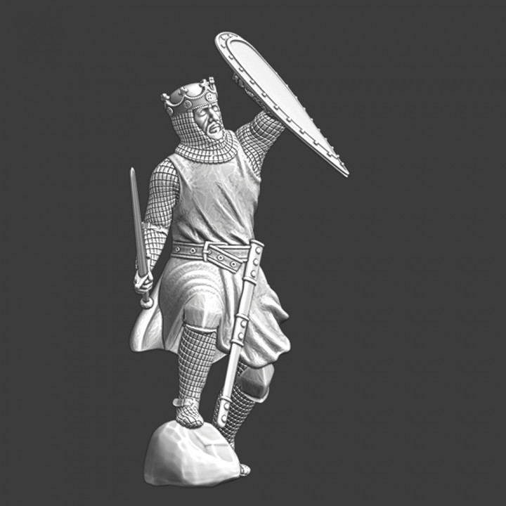 Medieval king in battle - wargaming miniature image