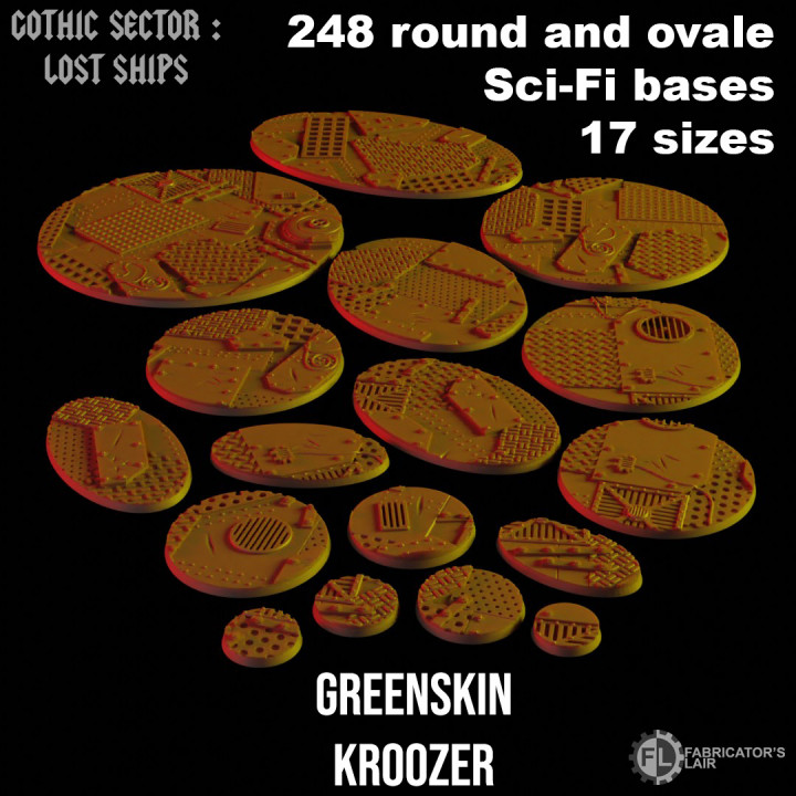 Greenskin Kroozer - 248 ROUND AND OVALE SCI-FI BASES 17 SIZES image