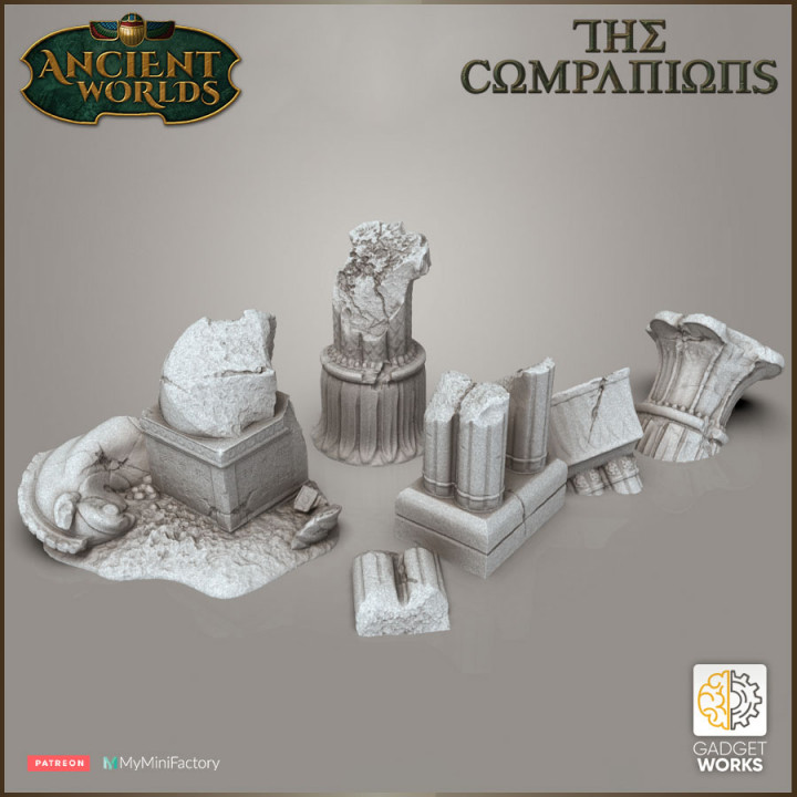 Ruined Persian Pillars and Statue - The Companions image