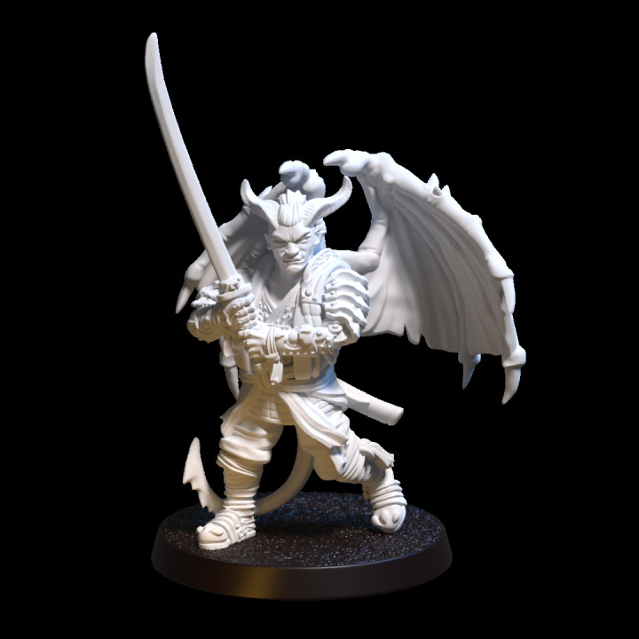 Tiefling Samurai Miniature STL image