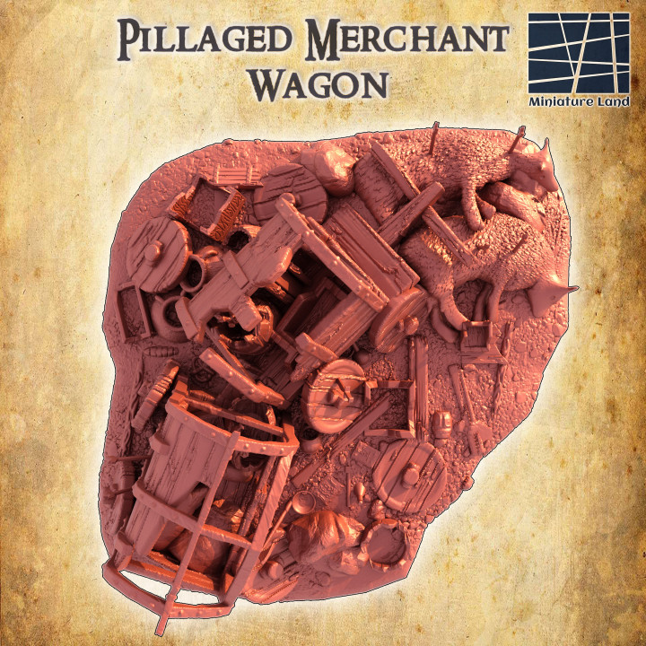 Pillaged Merchant Wagon - Tabletop Terrain - 28 MM