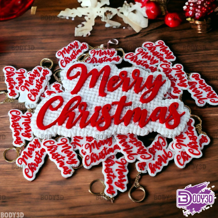 チェリーMerry Christmas &ショルダーバッグ 3D Printable Merry Christmas Deco & Keychain by BODY3D