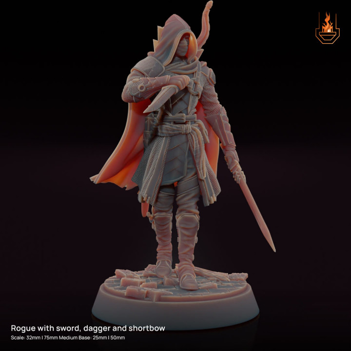 Male Rogue with Sword, Dagger and short Bow image